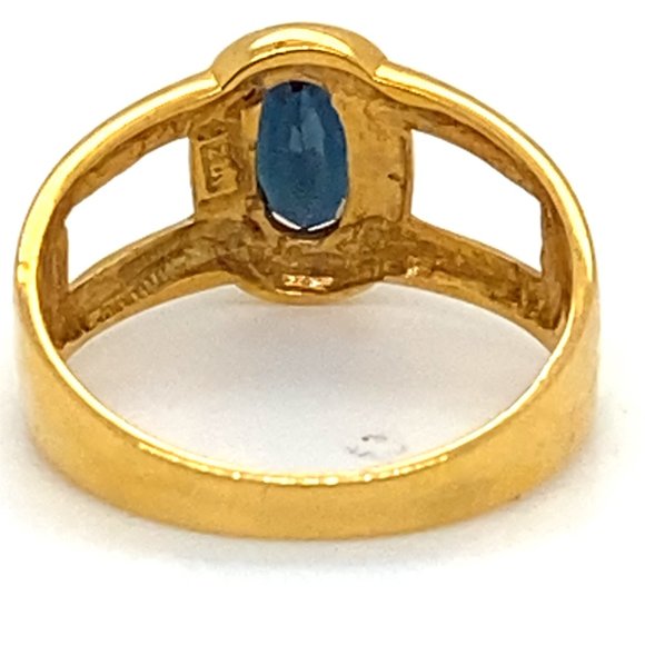 Blue Sapphire 1.44ct Solid 21K Yellow Gold Ring - Picture 7 of 9